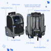Pet Travel Backpack Bag Cat Dog Carrier w/ Trolley and Telescopic Wheel Grey - Image 6