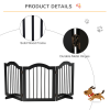 3 Panels Dog Gate w/ Support Feet Fence Safety Barrier Freestanding Wood Black - Image 6