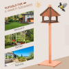 Wooden Bird Feeder Wooden Bird Table Bird Feeder with Roof, Brown, 130cm - Image 6