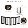 Freestanding Pet Gate 4 Panel Folding Wooden Dog Barrier w/ Support Feet - Image 6
