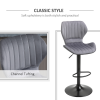 Set of 2 Velvet-Touch Fabric Adjustable Swivel Chairs with Footrest, Grey - Image 6