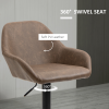 Set of 2, Swivel Barstools Footrest Backrest, PU Leather and Steel Brown - Image 6