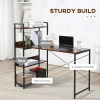 Retro Industrial Computer Desk with 4-Tier Storage Shelf Metal Frame , Brown - Image 6