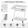 Computer Desk with 4 Moving Wheels Sliding Keyboard Tray White - Image 6