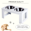 Raised Pet Feeder Elevated Double Staninless Steel Bowls Stand Water White - Image 6