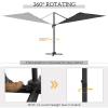 Outsunny 3(m) Solar LED Cantilever Parasol Adjustable Garden Umbrella Dark Grey - Image 6