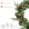HOMCOM 60cm Christmas Wreath with LED Lights Pine Cones Red Berries Green - Image 6