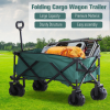 Outsunny Outdoor Cart Folding Cargo Wagon Trailer Beach w/ Telescopic Handle - Image 6