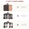Hexagon Gazebo Patio Party Tent Outdoor Garden Shelter 2 Tier Roof & Side Panel - Image 6