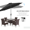 Garden 24 LED Light Parasol Outdoor Tilt Sun Umbrella Patio Club Party Sunshade - Image 6