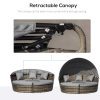 5 Pc Outdoor Plastic Rattan Wicker Round Sofa Bed Coffee Table Sectional Set - Image 6
