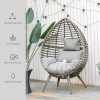 Outdoor Indoor Rattan Egg Chair Wicker Weave Teardrop Chair with Cushion - Image 6