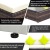 5PC Rattan Furniture Set Wicker Sofa Glass Tempered Tea Table & Cushion Pillows - Image 6