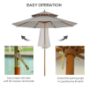 2.7 m Double Tier Garden Sun Umbrella Sunshade Wooden Parasol Shade Canopy - Image 6