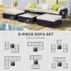 6 PC Rattan Sofa Coffee Table Set Sectional Wicker Weave Furniture - Image 6