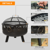 Outsunny 61.5cm 2-In-1 Outdoor Fire Pit & Firewood BBQ Garden Cooker Heater - Image 6