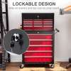 HOMCOM Rolling Tool Chest Lockable Roller Cabinet with with 14 Drawers Red - Image 6