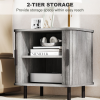 HOMCOM Nightstand with Sliding Doors and Metal Legs for Bedroom Grey - Image 6
