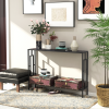 Console Table 2 Shelves MDF Steel Frame in Art Deco Square Style 76x106cm - Image 7