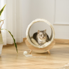 Elevated Cat House Kitten Bed Pet Shelter with Scratcher Cushion, Beige - Image 7