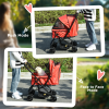 Pet Stroller Foldable Travel Dog Cat Carriage w/ Reversible Handle Brake Basket - Image 7