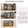 3 Panels Dog Gate w/ Support Feet Fence Safety Barrier Freestanding Wood Black - Image 7