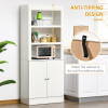 Kitchen Cupboard with 6-tier Shelving, Sideboard Double-door , White - Image 7