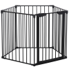 Pet Gate 5-Panel Dog Playpen for Indoor Stair Barrier W/ Walk Through Door Black - Image 7