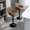 Set of 2, Swivel Barstools Footrest Backrest, PU Leather and Steel Brown - Image 7