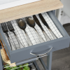 Kitchen Island Trolley w/ 4 Baskets 2 Side Racks Drawer Dark Grey - Image 7