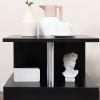 50Lx50Wx50H cm Wooden Side S Shape Cube Coffee Console Table 2-Tier Black - Image 7