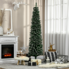 6.5FT Artificial Snow Dipped Christmas Tree Pencil Foldable Black Stand Green - Image 7