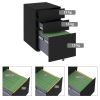 3 Draw Metal Filing Cabinet Lockable 4 Wheel Compact Under Desk Black Vinsetto - Image 7