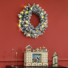 HOMCOM 60cm Flocked Christmas Wreath with Lights Pine Cones Red Berries Green - Image 7