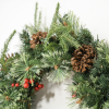 HOMCOM 60cm Christmas Wreath with LED Lights Pine Cones Red Berries Green - Image 7