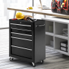 5-Drawer Lockable Steel Tool Storage Cabinet w/ Wheels Handle 2 Keys Black - Image 7