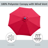 2.7m Garden Parasol Sun Umbrella Patio Summer Shelter w/ LED Solar Light - Image 7