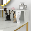 Dressing Table with Round Mirror, Vanity Makeup Desk Faux Marble Texture White - Image 7