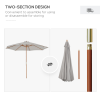 10'x8.2'H Bamboo Wooden Round Market Patio Sun Umbrella Parasol Sunshade Canopy - Image 7