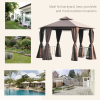 Hexagon Gazebo Patio Party Tent Outdoor Garden Shelter 2 Tier Roof & Side Panel - Image 7