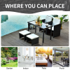 5 PCs Rattan Garden Furniture Wicker Weave Sofa Set Dining Table Chair Footrest - Image 7
