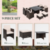 9PC Rattan Garden Furniture Set 8 Wicker Dining Chairs Footrest Table - Image 7