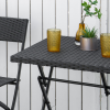 Rattan Garden Bistro Set Coffee 2 Wicker Weave Folding Chairs & 1 Square Table - Image 7