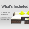 5PC Rattan Furniture Set Wicker Sofa Glass Tempered Tea Table & Cushion Pillows - Image 7