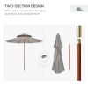 2.7 m Double Tier Garden Sun Umbrella Sunshade Wooden Parasol Shade Canopy - Image 7