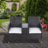 2-Seater PE Rattan Outdoor Garden Bench w/ Centre Table - Image 7