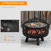 Outsunny 61.5cm 2-In-1 Outdoor Fire Pit & Firewood BBQ Garden Cooker Heater - Image 7