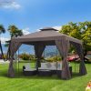 3x3 m Gazebo W/Side Panel-Brown - Image 4