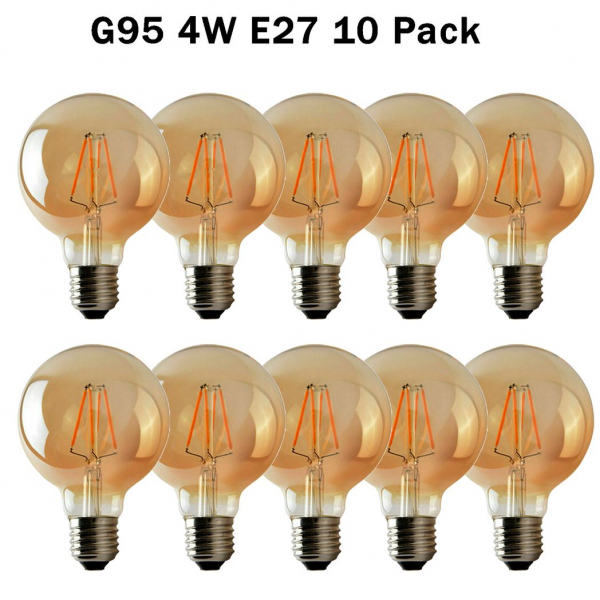10Pack E27 LED Edison Dimmable Vintage Amber Glass Warm white 2700K Light Bulbs