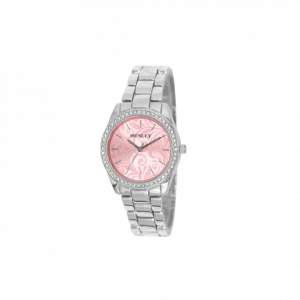 Henley Ladies Bling Etched Patterned Pink Dial & Silver plated Bracelet Watch H07326.5